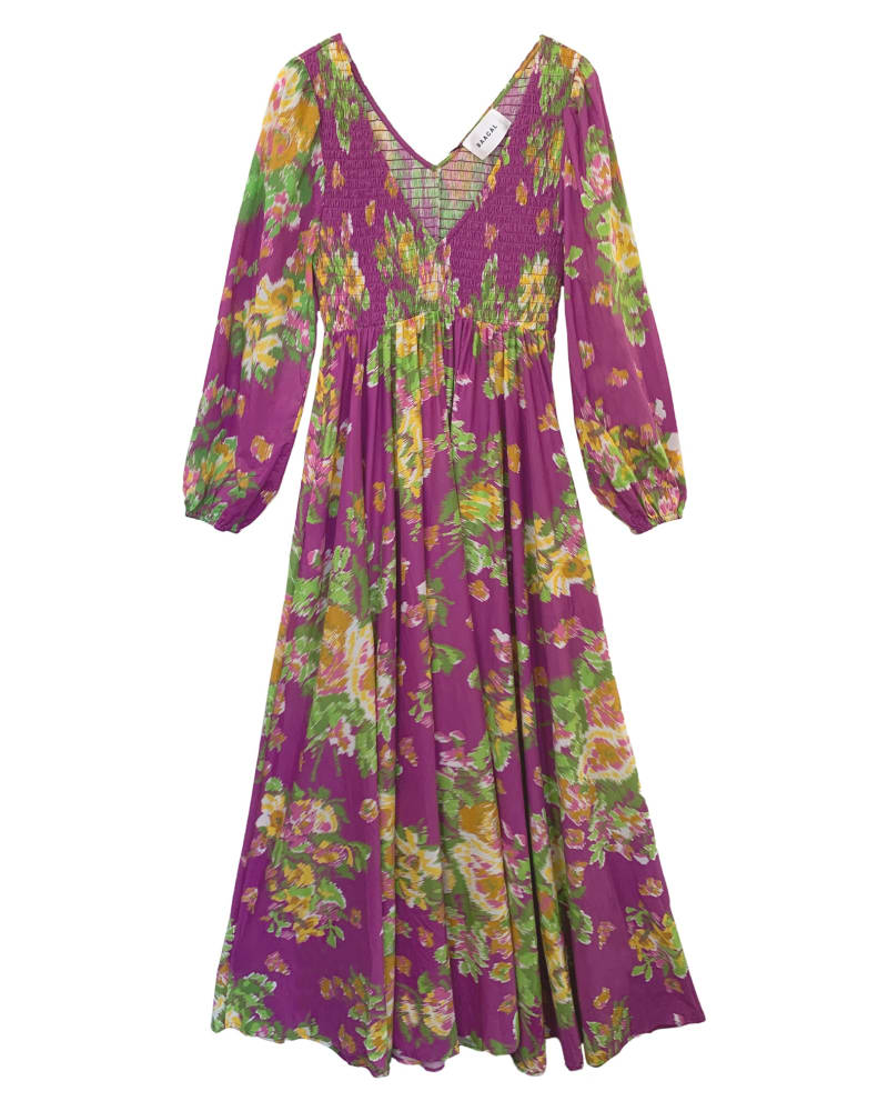 Front of a size 2 The Joni Magenta Floral Maxi Dress in Magenta Floral by BAACAL. | dia_product_style_image_id:296040